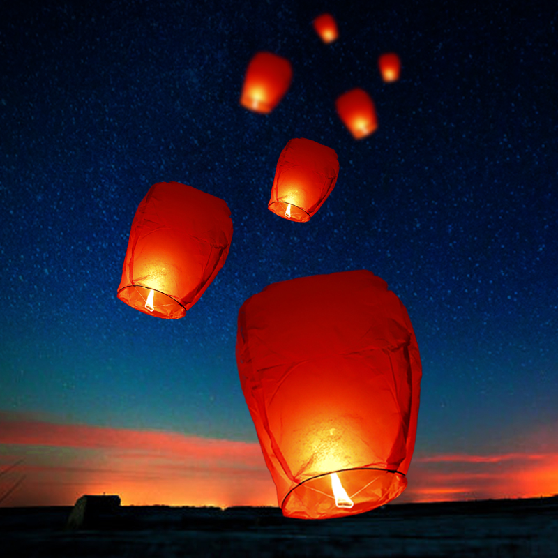 Sky light new safety thickened flame retardant large number pray for the lantern and lotus lantern love heart-shaped creativity