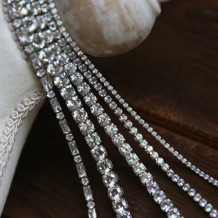 Zircon Stone Water Drill Chain No Ticking Line No Fall Color DIY Clothes Shoulder Strap Collar decoration Package Shoes Accessories Accessories