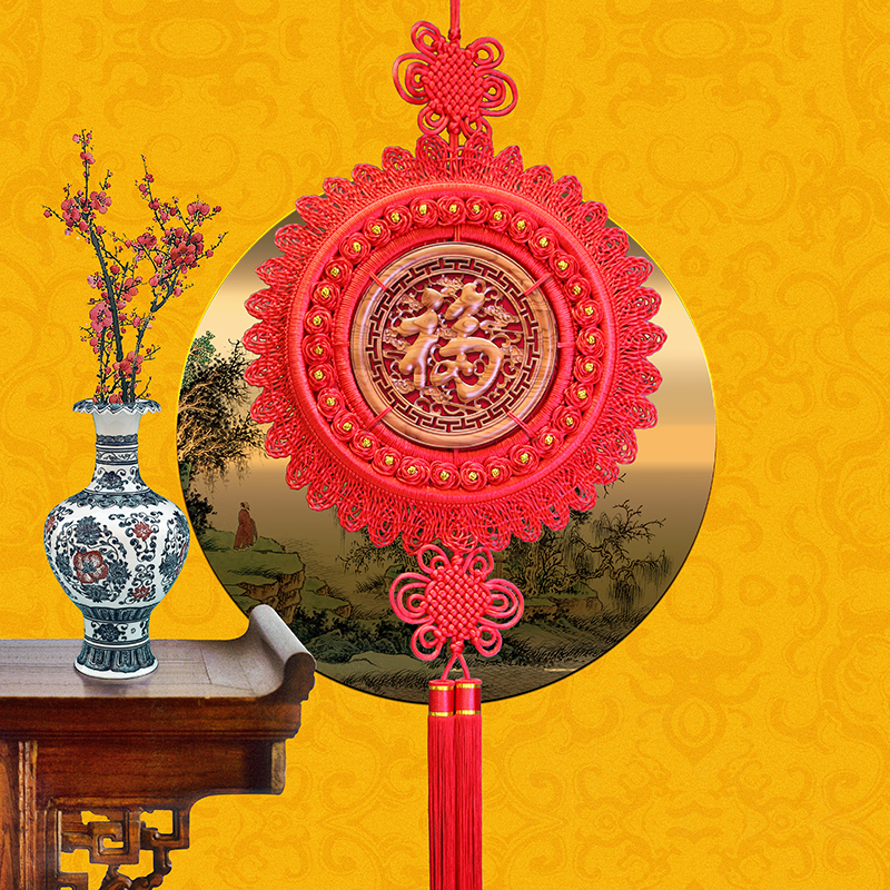 Sky-Yiji China Jifu Chinese knots with great number of peach Mamelan Zhukiju Living room Xuanguan bedroom TV wall pendant