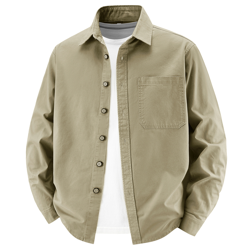 Monesr~High-End Pure Cotton Washed Cotton Jacket for Men, Spring Turn-Down Collar Shirt, Jacket for Young and Middle-Aged Men, Trendy Shirt