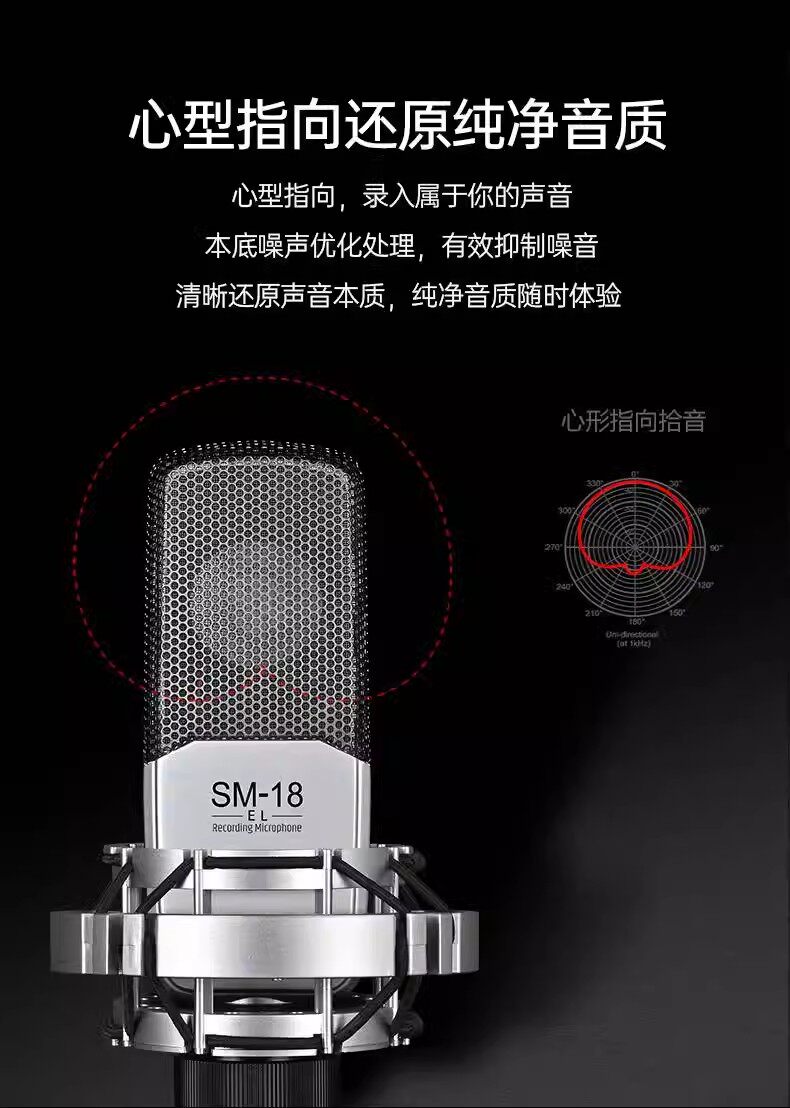Микрофон takstar/得胜sm-18 el粉色电容麦克风直播设备录音唱歌电脑声卡