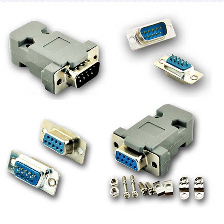 DB9 serial port wire joint RS232 nine-pin double row welding head COM port 9-pin male connector housing