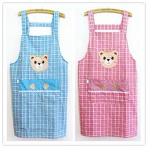 Korean version of the plaid adult womens kitchen cooking sleeveless overcoat fashion household strap cotton apron overalls