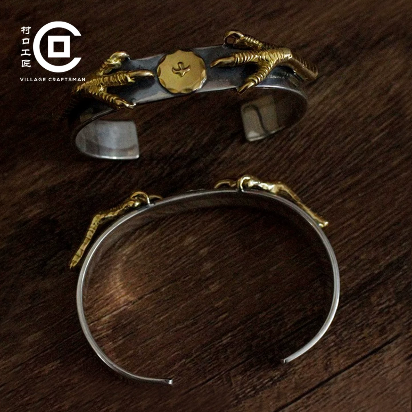 村口工匠 Takahashi Goros goros double gold eagle claw touch gold 18K flat bracelet sterling silver 925 Indian