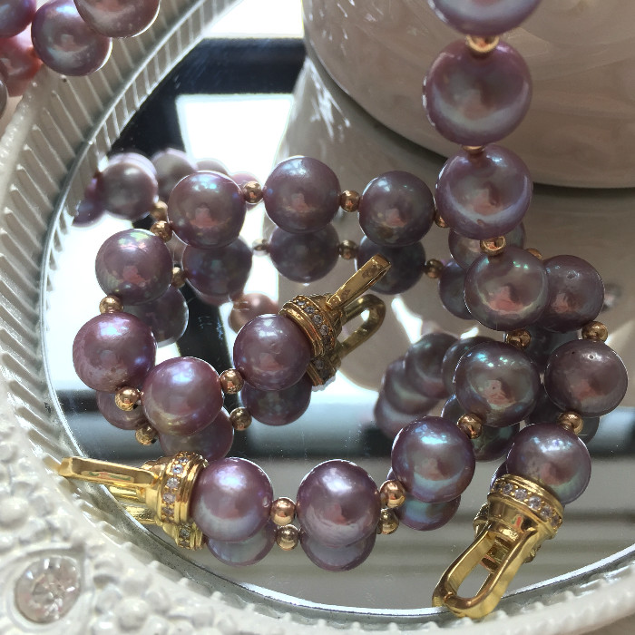 ★MERMAID★ Symphony RICH GRAPE DEEP PURPLE ROUND blemish Freshwater EDISON PEARL NECKLACE BRACELET