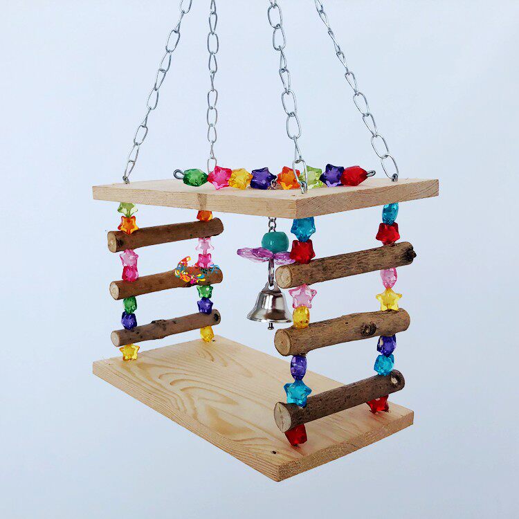 Fatbird parrot pet bird supplies with solid wood parrot nibbling the swing of a climbing ladder grinding mouth toy log bites