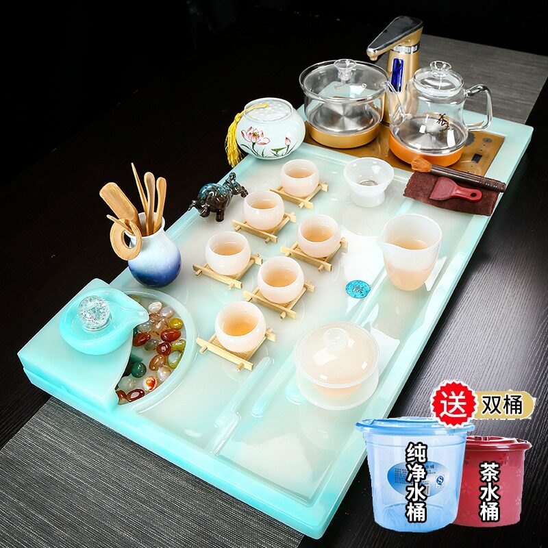 Flowing water new jade lazy tea set home living room simple modern office fully automatic integrated tea tray