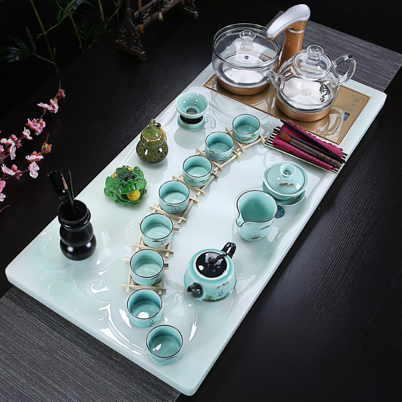 European anti-jade modern household simple office tea plate lazy automatic electromagnetic oven one tea set