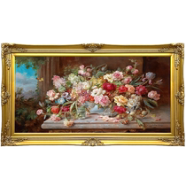 European classical flower oil painting living room decoration painting American sofa background wall mural restaurant entrance hall hanging painting horizontal version