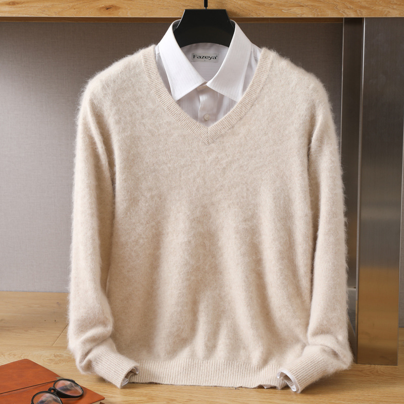 Erdos 100% Cashmere Men's Autumn and Winter Solid Color V-Neck Ultra-Thick Warm Base Layer Sweater Erdos 100% Cashmere Men's Autumn and Winter Solid Color V-Neck Ultra-Thick Warm Base Layer Sweater