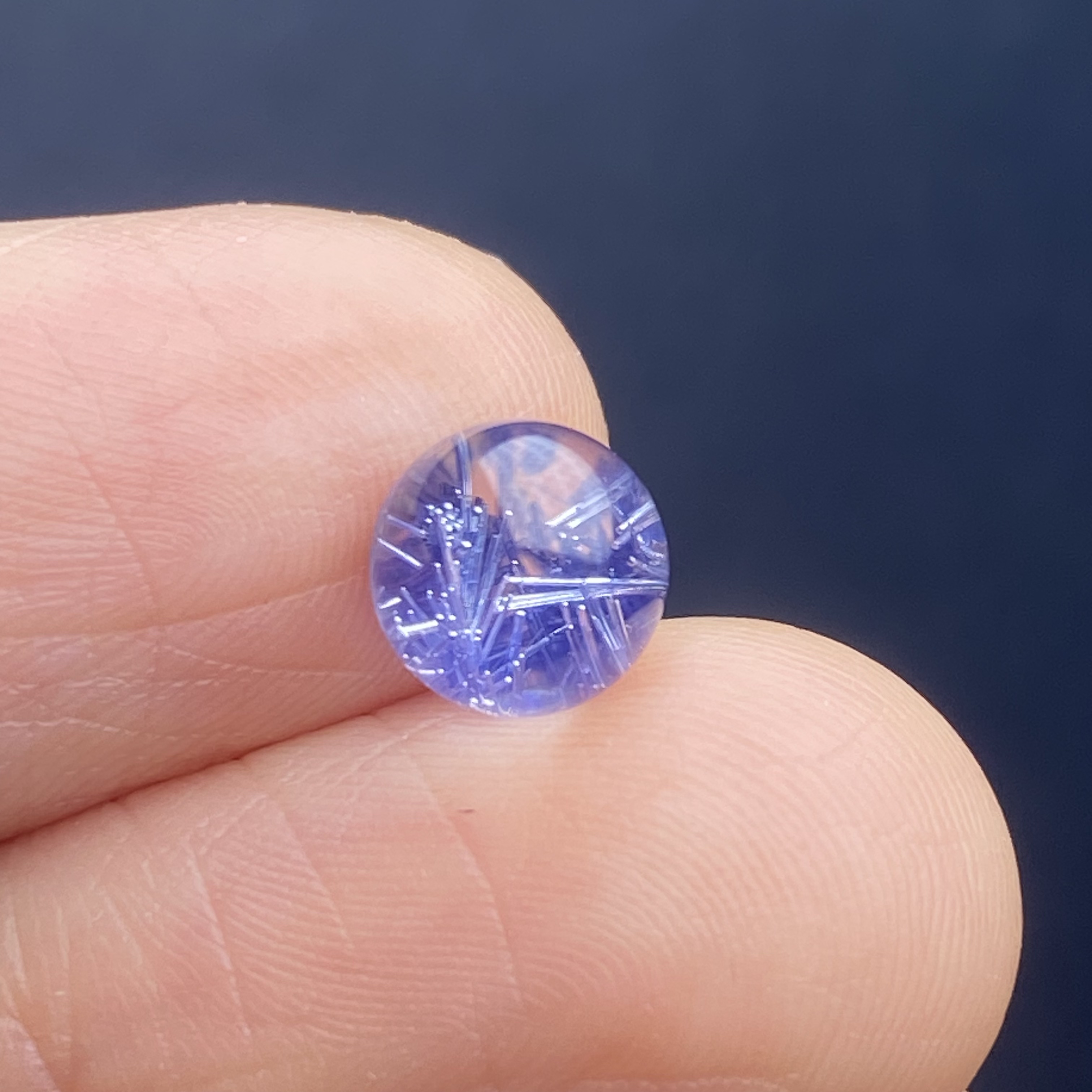 Natural crystal blue hair crystal pendant round beads DIY blue line stone single bead jewelry can be used as a ring 7mm one thing one picture
