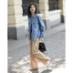 Demana 2024 spring denim shirt women's casual fashion lazy style long-sleeved shirt blue top