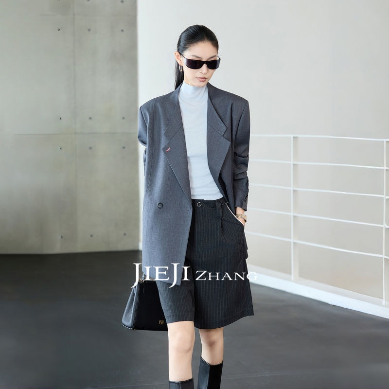 Zhang Qi Jieji Zhang [Yuheng] Gray Blazer for Women 2026 Autumn Old Money Style High-End Suit