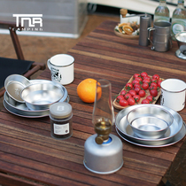 TNR outdoor 304 stainless steel dinner plate camping tableware self-driving tour portable camping household kitchenware soup bowl dish set