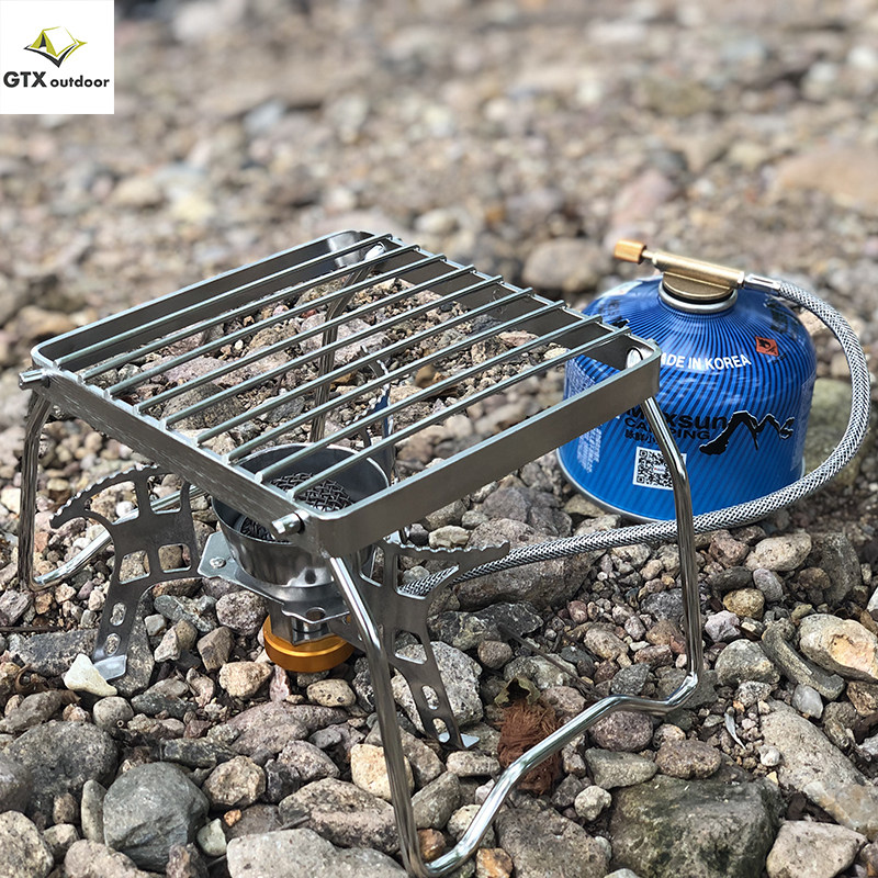 Outdoor portable folding mini stainless steel stove end frame Barbecue Grill Pan Grilled Net Small Number Wild Camping Bracket