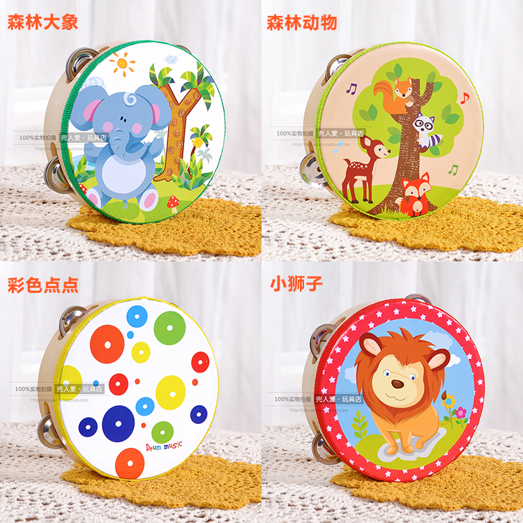 Trẻ em Orff Nhạc Chuông Nhạc Vàng Bé Đồ Chơi Tương Tự Động Vật Phim Hoạt Hình Tambourine tay trống Lục Lạc