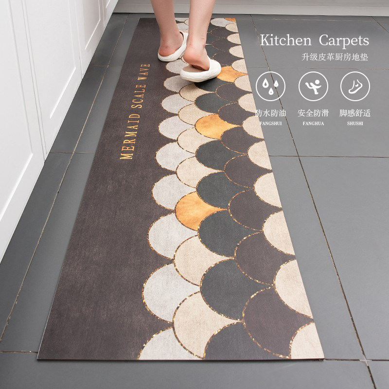 Kitchen floor mats long strip oil-proof and waterproof can be cut PVC can be wiped disposable mat household large area custom carpet