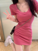 Hot Girl Tight Wrap Hip short sleeves Dress Woman Summer Little Guy Self-Waistcoat Sweet-Sister pure desire short skirt