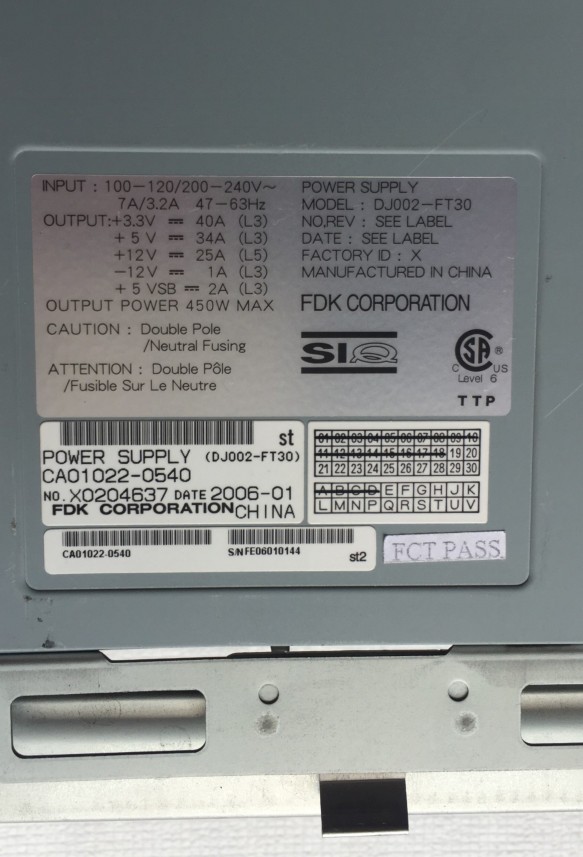 Original assembly machine POWER SUPPLY CA01022-0540 Power supply DJ002-FT30 450W spot