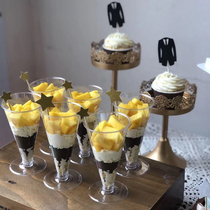Disposable plastic goblet Dessert table Mousse cup Wooden bran cup Jelly cup Ice cream cup Tiramisu cup
