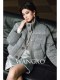 Wangxo｜Custom Spun Wool Two-Tone Specialty Yarn｜Flowing Shimmer with Rhinestones｜95% White Duck down Short down Jacket