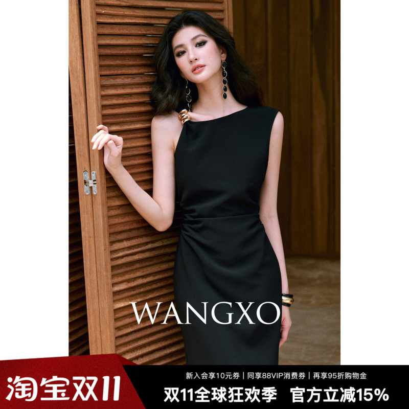 Wangxo French Design, Zero-Restraint, Slightly Elastic, Ruched Sleeveless Dress, Birthday Dress, Little Black Dress, Formal Dress, Long Dress Wangxo French Design, Zero-Restraint, Slightly Elastic, Ruched Sleeveless Dress, Birthday Dress, Little Black Dress, Formal Dress, Long Dress