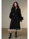 Wangxo｜Luxurious All-Wool Stand-Up Collar｜Fox Fur Cuffs｜Bathrobe-Style Belted Long Double-Sided Wool Coat