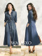 Wangxo｜High-Quality Xinjiang Long-Staple Cotton｜Distressed and Washed｜Belted Denim Flared Shirt Dress