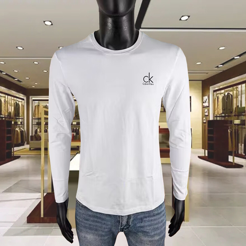 Ole Calhao Kjian Ck Long-Sleeved T-Shirt Men's Autumn and Winter Round-Neck Pure Cotton Slim-Fit Pullover Brand-Name Top