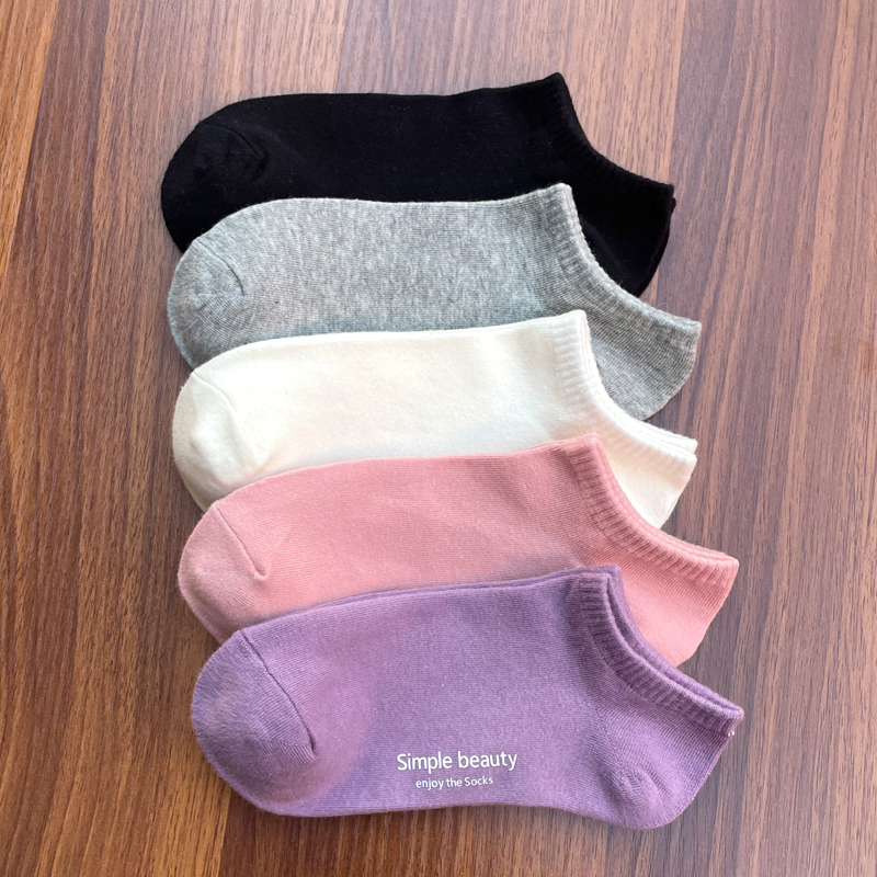 Women's No-Show Socks, Pure Cotton, Low-Cut Casual Short Socks, Spring and Summer ins Trendy Thin Breathable Cotton Socks Without Tags