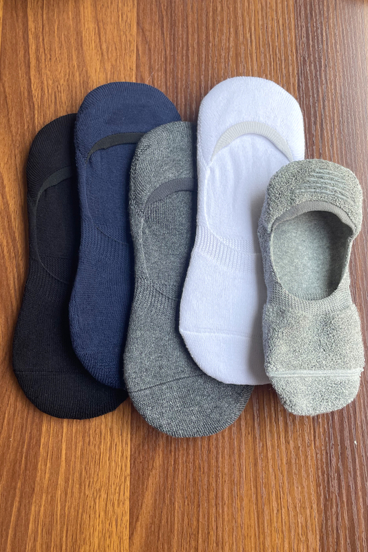 Autumn and Winter Men's All-In-One Invisible Socks, Solid Color Low-Cut Ultra-Short Socks, Fleece-Lined Thick Pure Cotton Boat Socks, Non-Slip Terry Socks