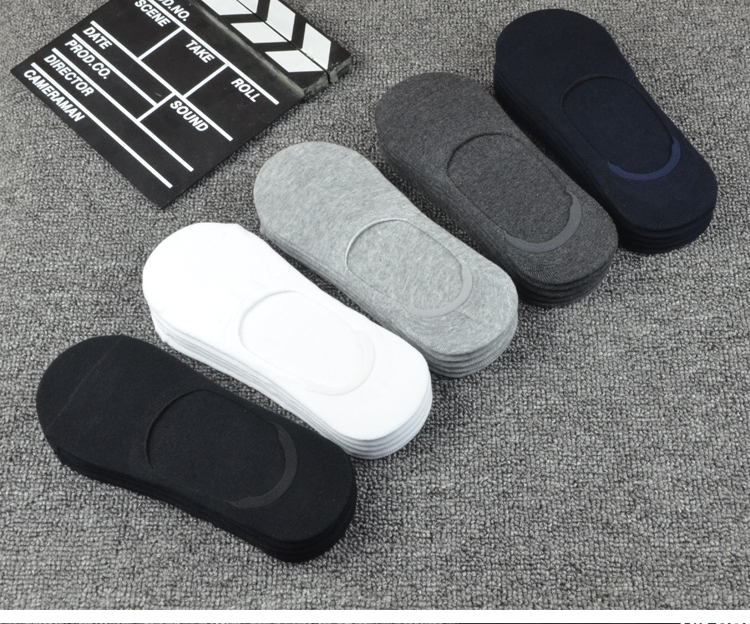 Vớ nam vớ cotton mùa thu và mùa đông miệng nông vớ vô hình thấp để giúp vớ siêu ngắn chống trơn tất bông đi trong nhà