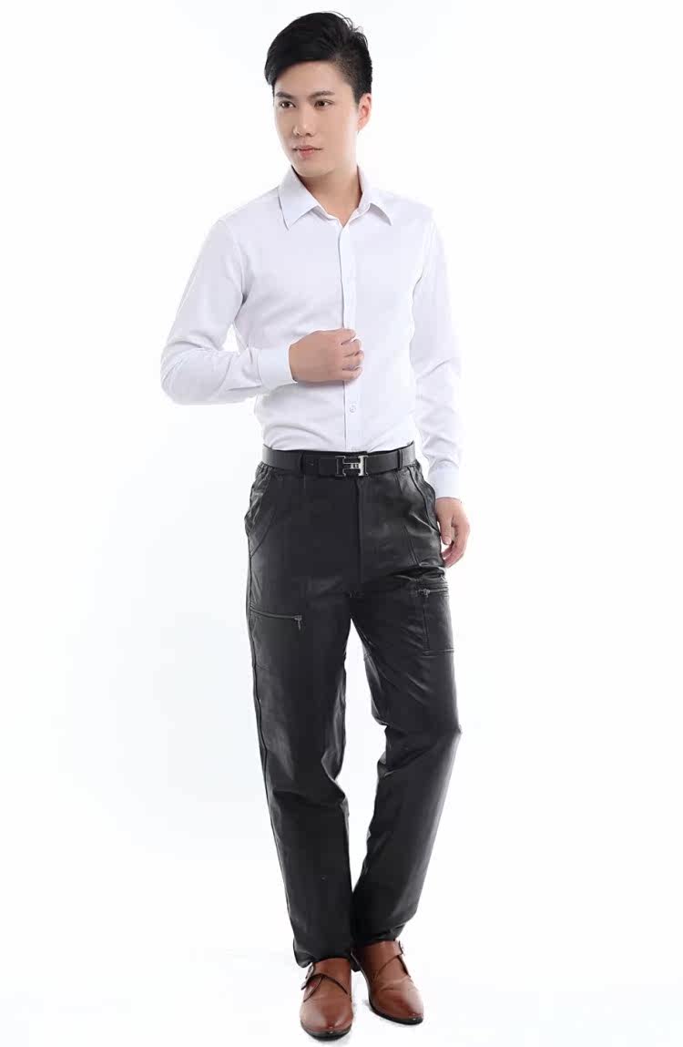 Pantalon cuir homme droit pour hiver - Ref 1492782 Image 12