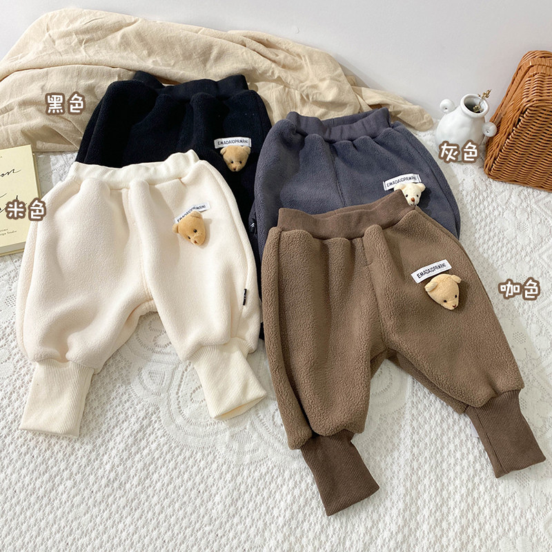 Детские утепленные зимние трехмерные штаны, мультяшная кукла подходит для мужчин и женщин, с медвежатами 29534 