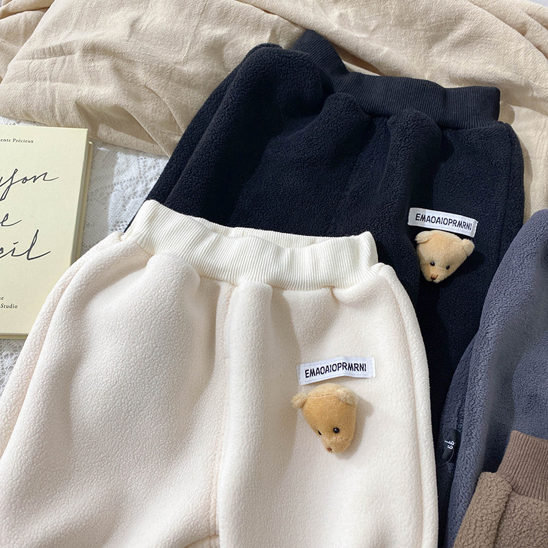 Детские утепленные зимние трехмерные штаны, мультяшная кукла подходит для мужчин и женщин, с медвежатами 29534 