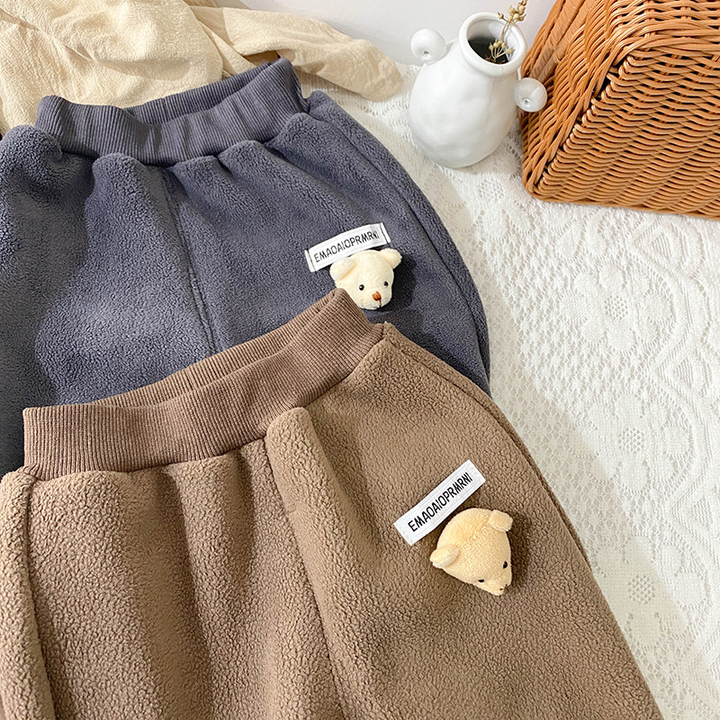 Детские утепленные зимние трехмерные штаны, мультяшная кукла подходит для мужчин и женщин, с медвежатами 29534 