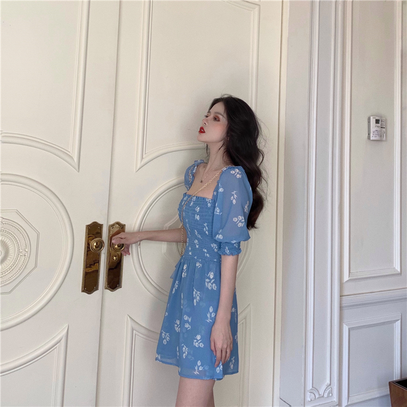 VK旗艦店 法國風復古法式泡泡袖短袖洋裝