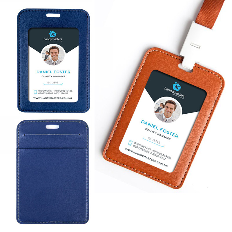 Cortical sleeve hanging rope PU leather documents card 15MM wide sling IC ID work certificate door Forbidden Card working cover