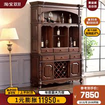 Gu Po all solid wood black walnut three-door wine cabinet storage cabinet display cabinet storage cabinet American restaurant living room furniture