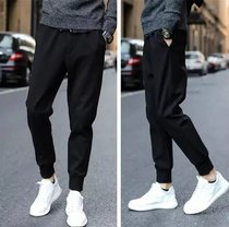 Summer youth sweatpants mens loose casual drawstring pants Korean version of student small pants trend mens black pants