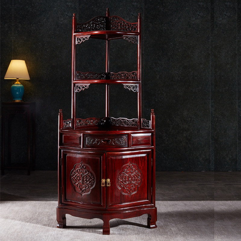 Mahogany corner cabinet acid branch wood triangle cabinet rosewood oblique corner locker living room storage corner cabinet shelf