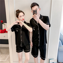 Korean version of modal short-sleeved shorts shirt collar simple casual couple pajamas loose mens and womens home clothes summer