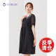 Pregnant Color Maternity Dress Summer Slim Lapel Black Fashionable Nursing Dress