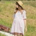 Váy bà bầu màu đầm dạ hội nữ hè 2019 thời trang mới Hàn Quốc phiên bản ngắn tay cotton cổ tròn tay bầu cho bà bầu - Áo thai sản ao bau xiteen Áo thai sản
