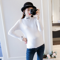 Pregnant women sweater Western style autumn Korean version of the wild pregnant woman base shirt in autumn and winter with a half-high neck pregnancy sweater