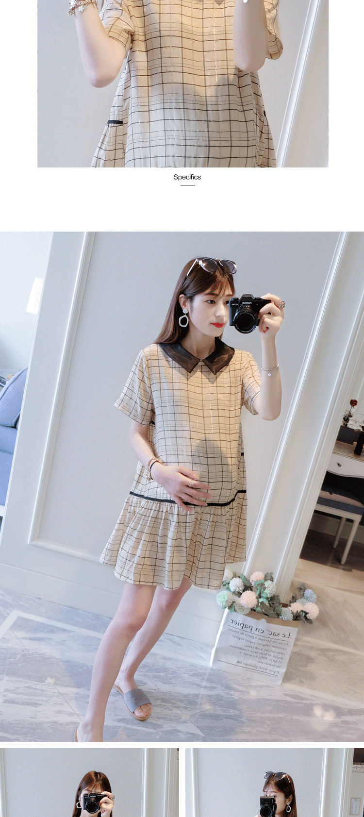 Váy bà bầu gas mùa hè váy nữ 2019 mới mang bầu cho bé gái Váy búp bê mùa hè mẫu thời trang bà bầu mùa hè - Áo thai sản áo khoác bầu