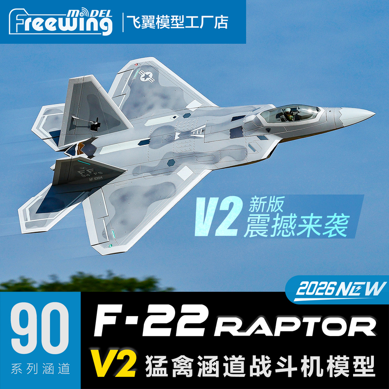 Freewing Flying Wing Model 90mm F-22 V2 New Version "Raptor" Ducted Fan Fighter Model Aircraft