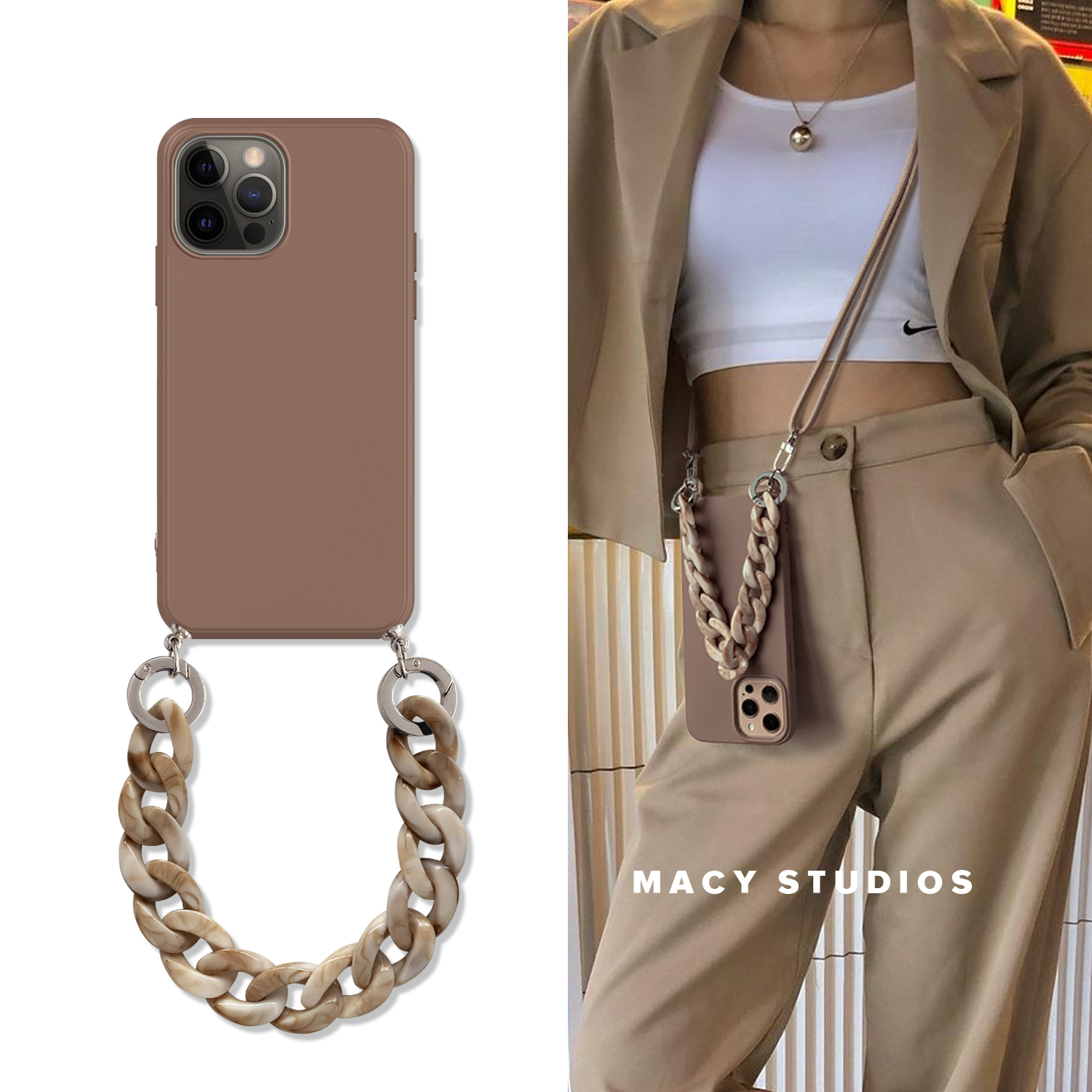 Small Crowd Temperament Skew Satchel Mobile Phone Protection Shell Applies New iphone13 Anti-Fall Apple 12promax Hanging Rope 11