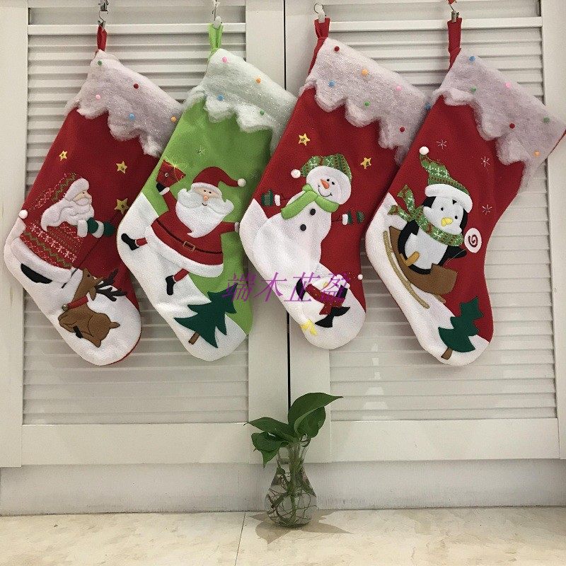 Christmas Christmas Christmas Eve mock imitation snow layer embroidery Christmas Sox Christmas boots big gift gift bag