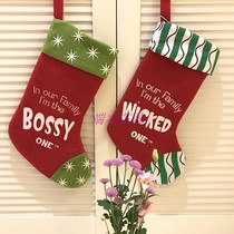 Christmas Christmas Eve English letters wicked embroidery children gift bags Christmas boots socks